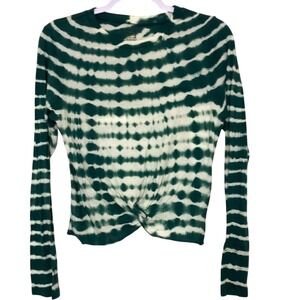 Victoria's Secret PINK Tie Dye Front Knot Partial Crop Long Sleeve Shirt Small